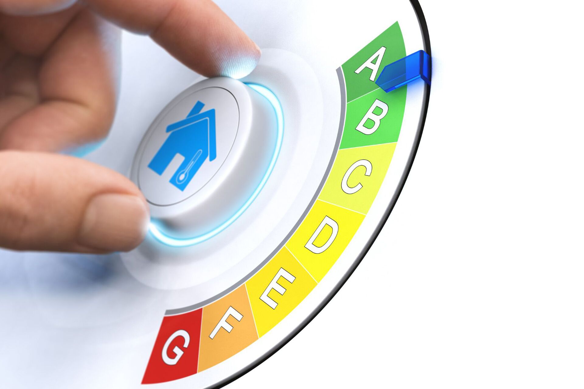 A home thermostat with an energy-efficiency wheel
