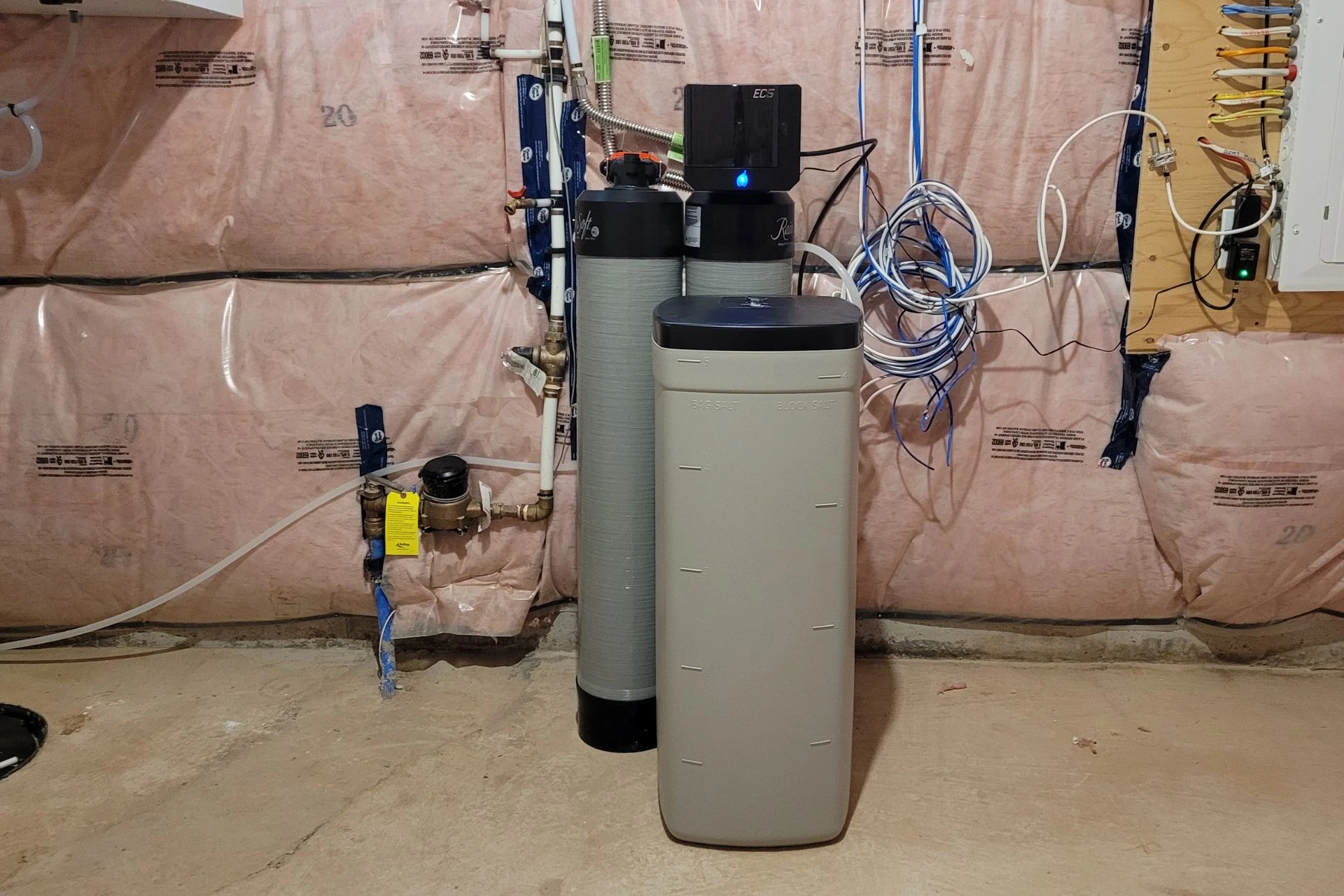 Maintenance room with several pieces of HVAC equipment